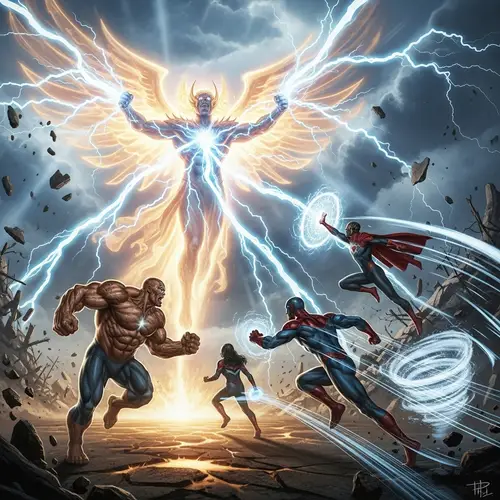 Divine Entity versus Superheroes: Epic Battle Unfolds