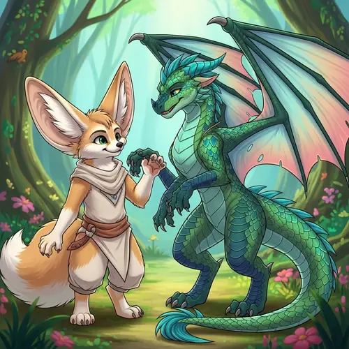 Fennec Fox and Dragon Furry: A Magical Duo
