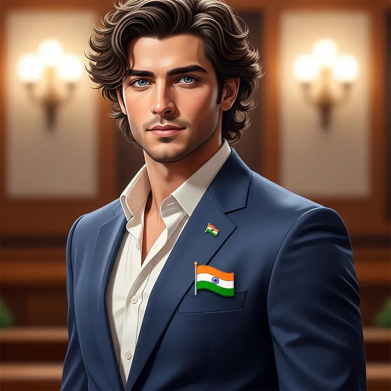 Patriotic Politician with Indian Flag at UN General Assembly