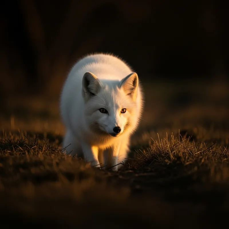 Ethereal White Fox: Captivating Beauty in Golden Sunset Ethereal White Fox: Captivating Beauty in Golden Sunset