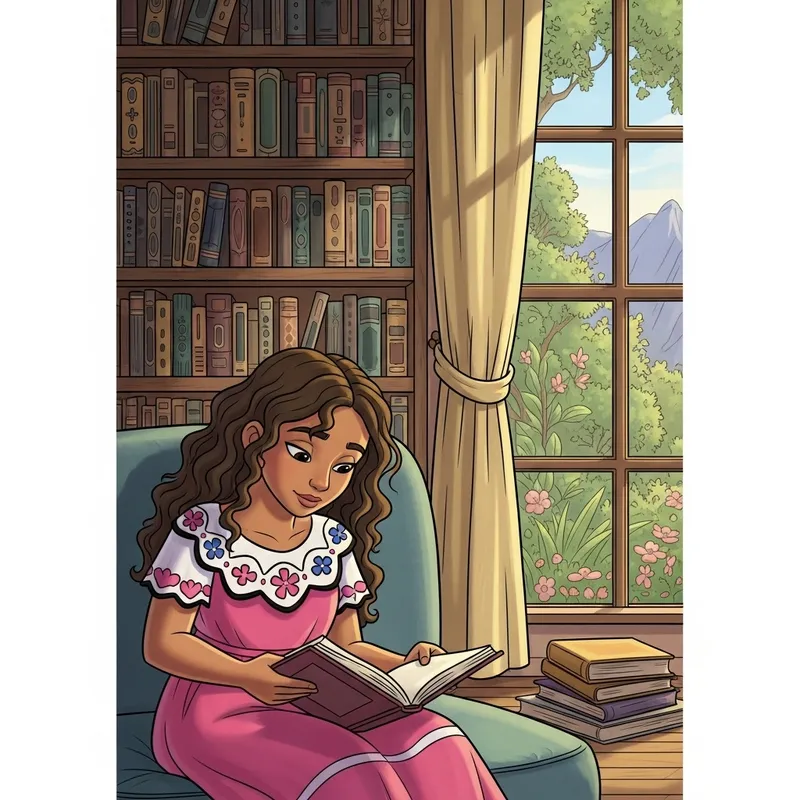Disney Style Image of Girl Reading Book | Cartoon Animation