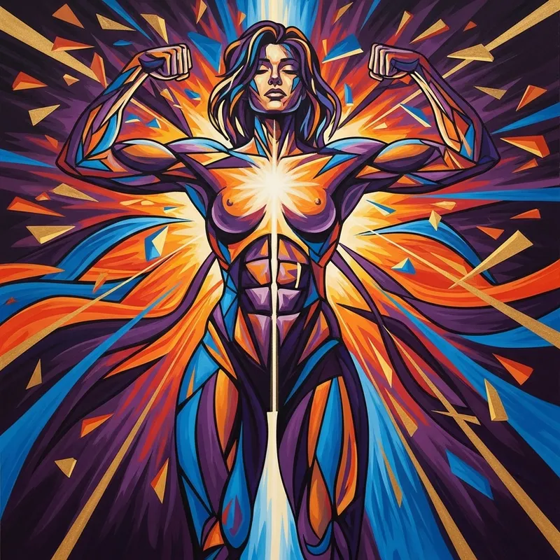 Abstract Strong Woman Art: Symbolizing Empowerment