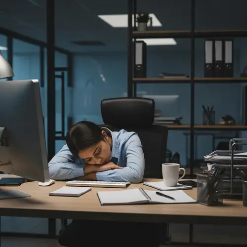Exhausted Professional at Desk | Long Work Hours Portrayed