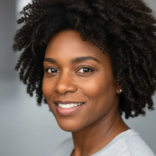 Portrait of Friendly Black Person with Thick Curly Hair