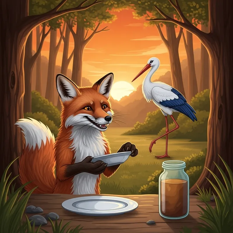 Selfless Fox Invites Stork for Dinner