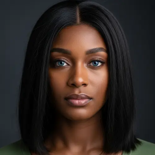 Black Irish Woman Portrait: Jet Black Hair & Blue Eyes