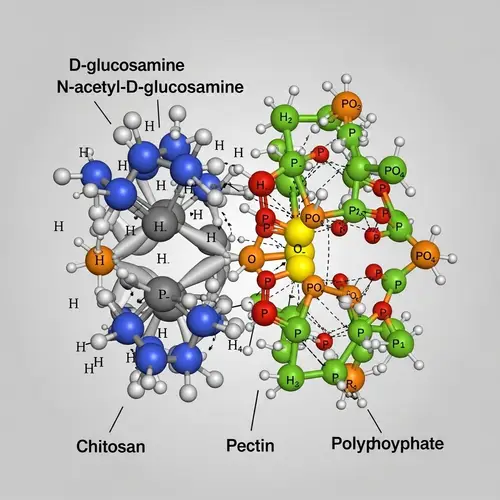 Chemical Structure of Chitosan-Pectin-Polyphosphate Nanoparticles