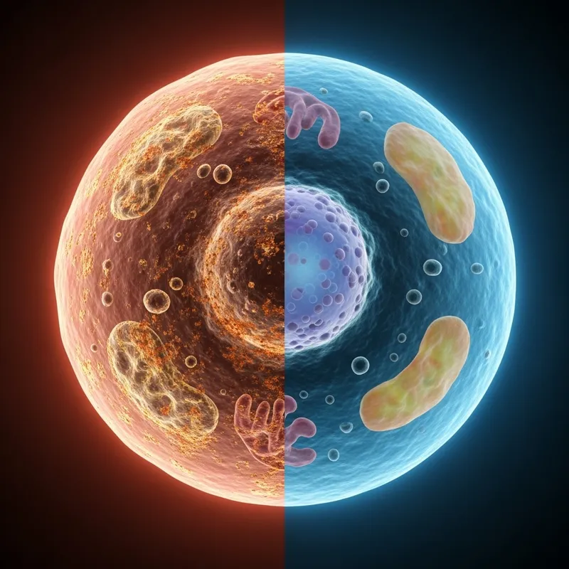 Oxidized vs. Healthy Human Cell - A Visual Comparison