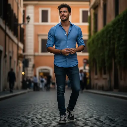 Stylish Italian Male Model in Casual Attire