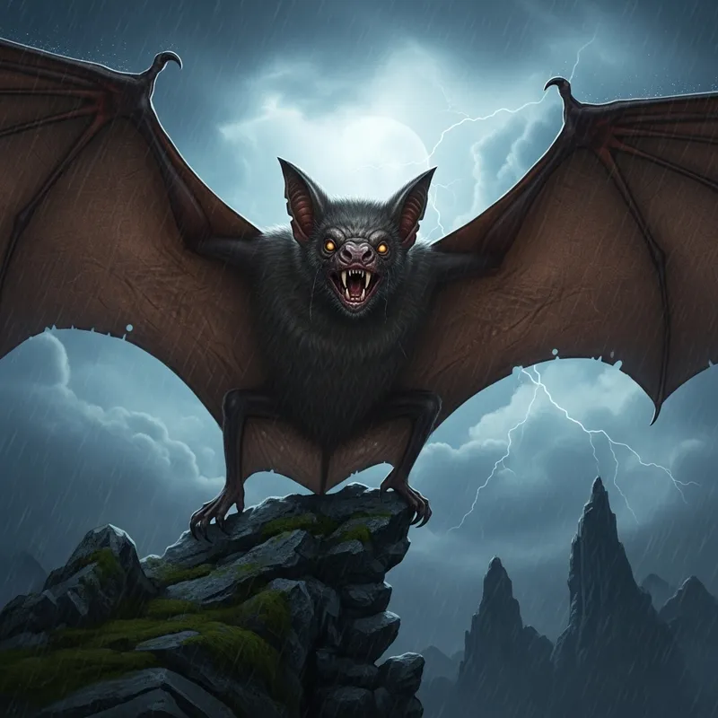 Gigantic Bat Snarling - Bizarre Creatures