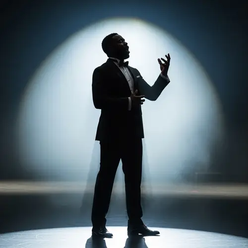 Passionate African American Male Opera Singer Silhouette