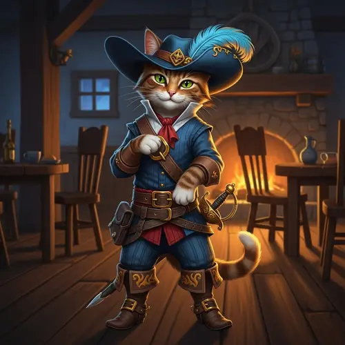 Charming Cat in Boots - Suave & Swashbuckling Feline