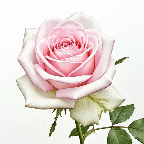 Pale Pink Rose Watercolor Painting on Smooth Paper