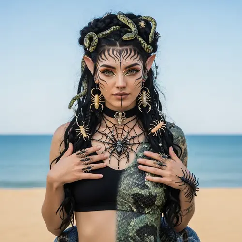 Mythical Hybrid Creature - Half Woman, Half Snake | Unique Being