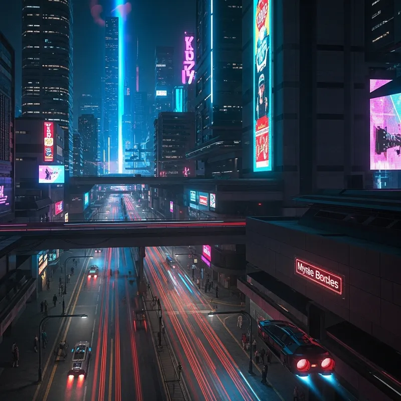 Neon Cyberpunk City: Vibrant Nights in a Hyper-Connected Society