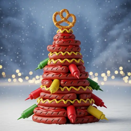 Unique Hot Dog Christmas Tree | Festive Food Art