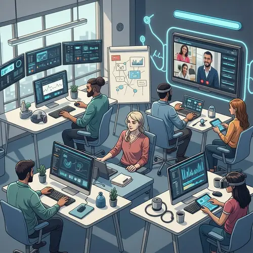 Futuristic Social Media Marketing Agency | High-Tech Gadgets & Diverse Team