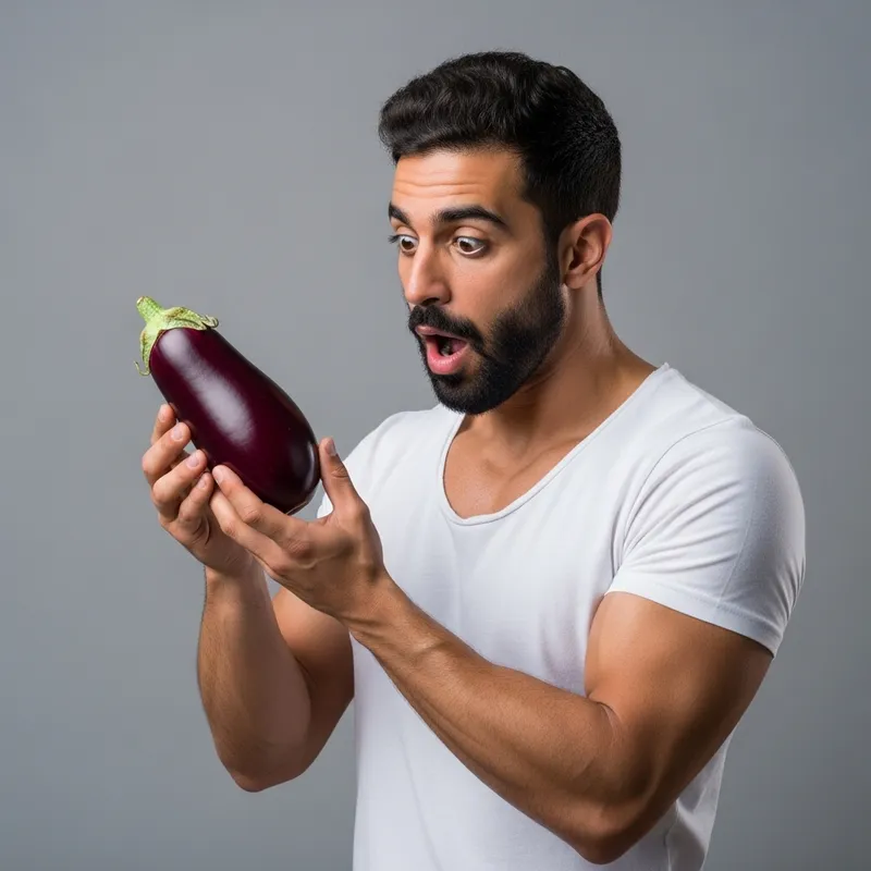 Sigma Man in Awe of Gorgeous Eggplant