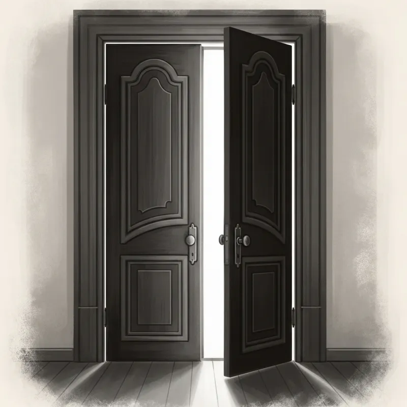 Vintage Poster Door Transition | Intricate Chiaroscuro Details