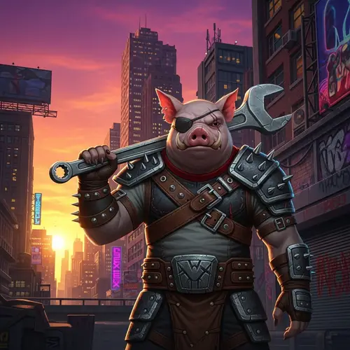 GTA VI Style Pig Avatar at Dusk
