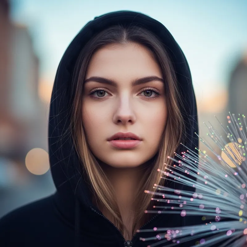 Young Woman with Natural Beauty | Dark Blond Hair Urban Portrait