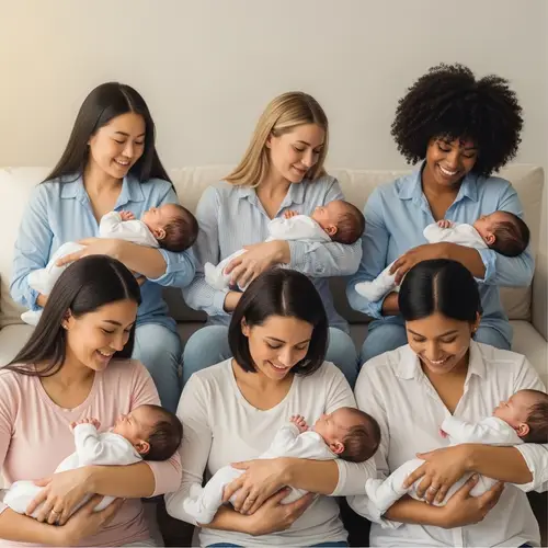 New Mothers from Various Descents Cradling Babies | Heartwarming Scene