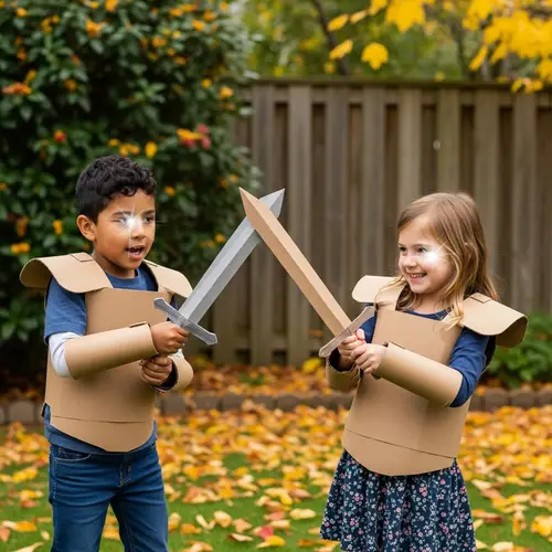 Playful Children's War: Innocent Youthful Fun in Backyard