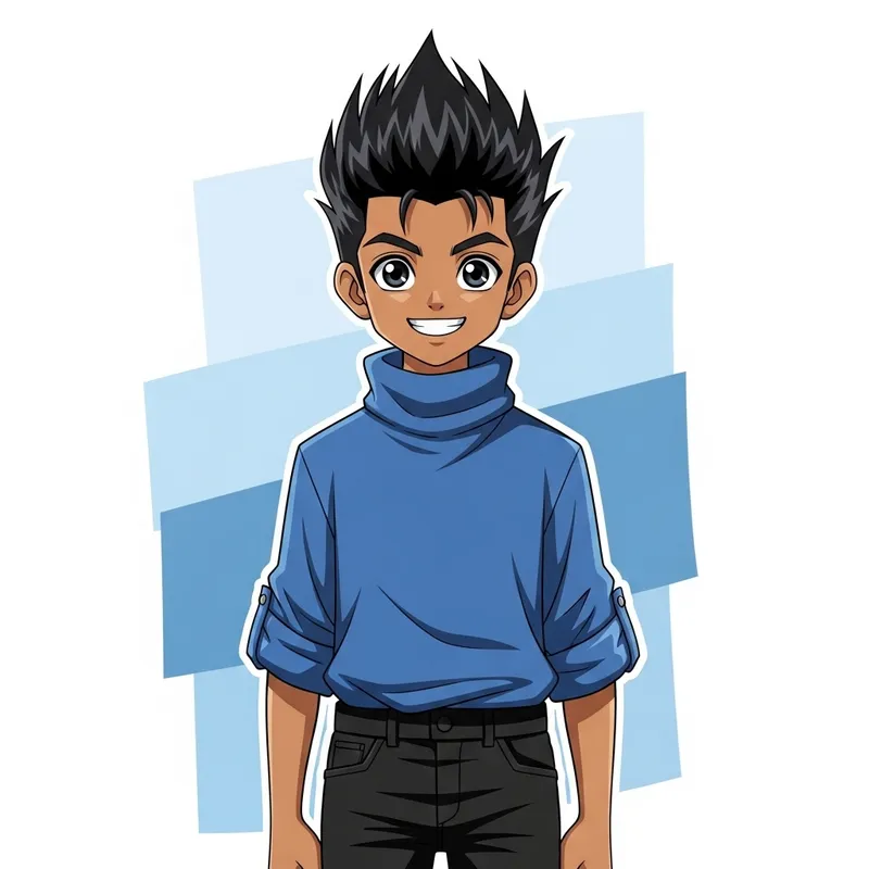 Blue Anime Boy Avatar - South Asian Style