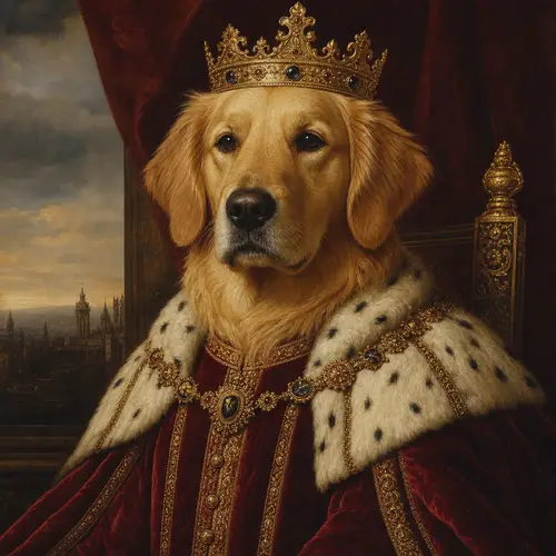 Royal Golden Retriever Portrait - Renaissance Style