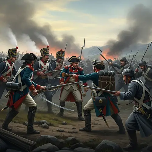 18th Century Battle Scene: Russian vs. Chinese Soldiers