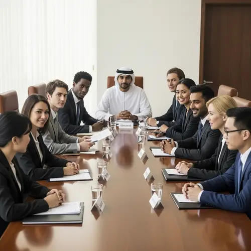 12 People in Dynamic Business Meeting