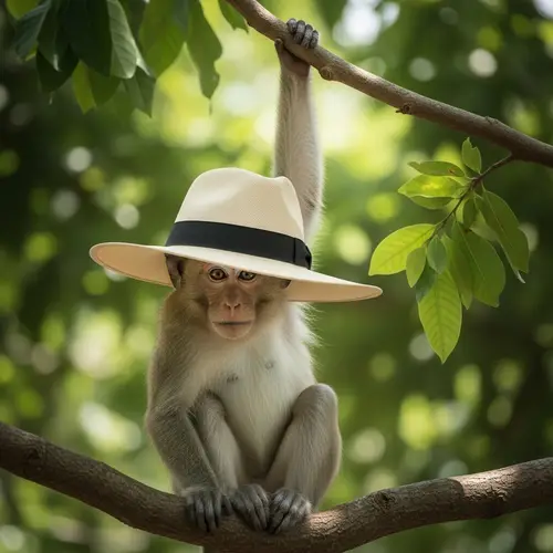 Playful Monkey with Charming Hat | Curious Expression
