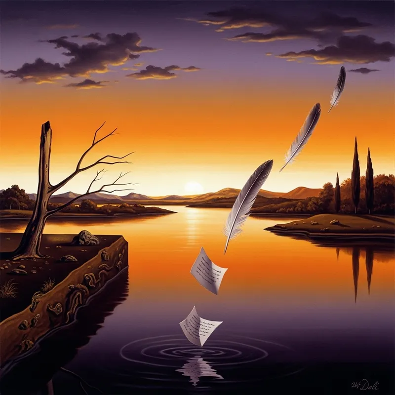 Mystical Sunset Lake Scene | Salvador Dali Inspired Art Mystical Sunset Lake Scene | Salvador Dali Inspired Art