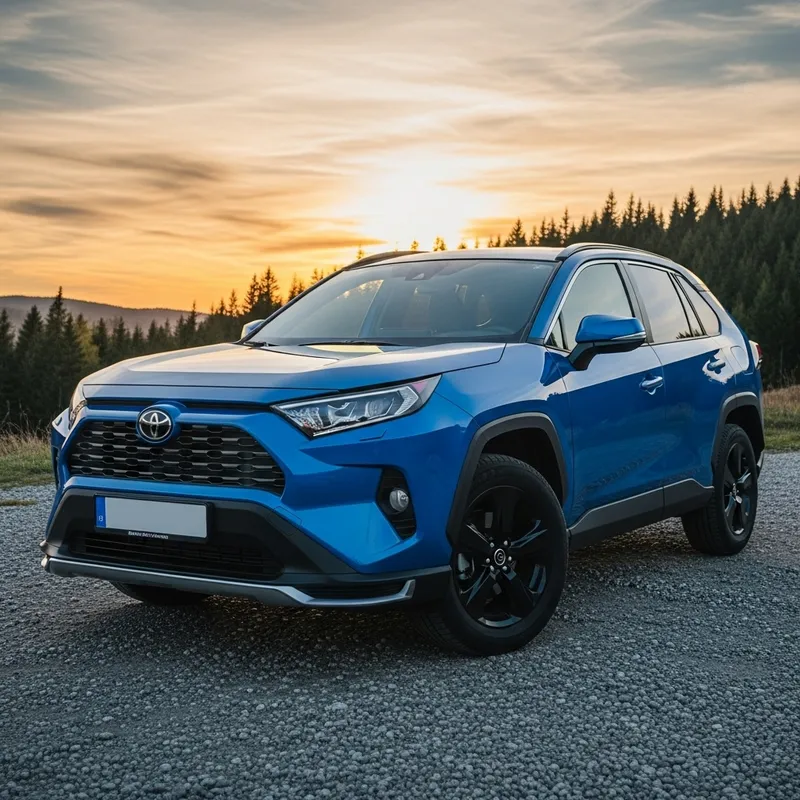 Sleek RAV4 in Vibrant Blue at Sunset