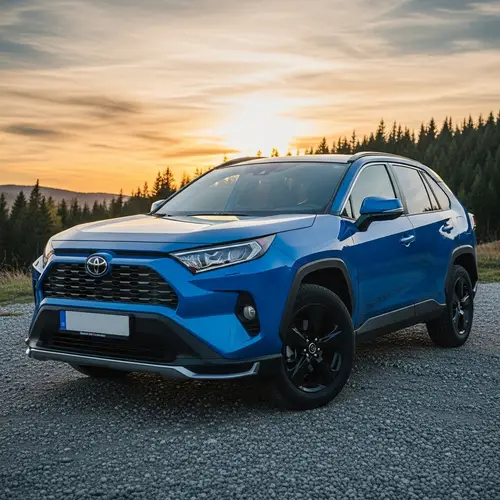 Sleek RAV4 in Vibrant Blue at Sunset