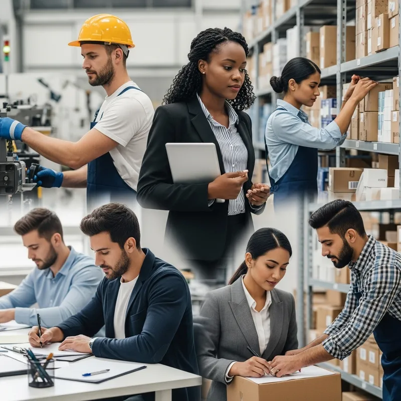 Diverse Workers Focused on Tasks - Workplace Scene