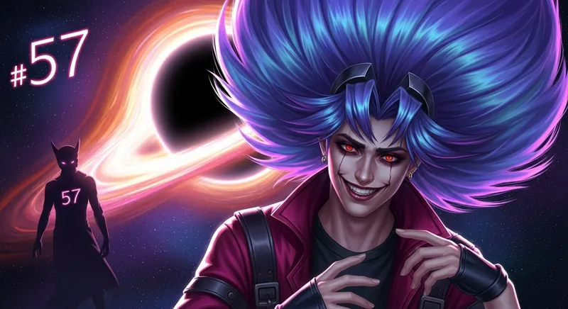 Galactic Anti-Hero with Blue-Purple Hair | Villain Art