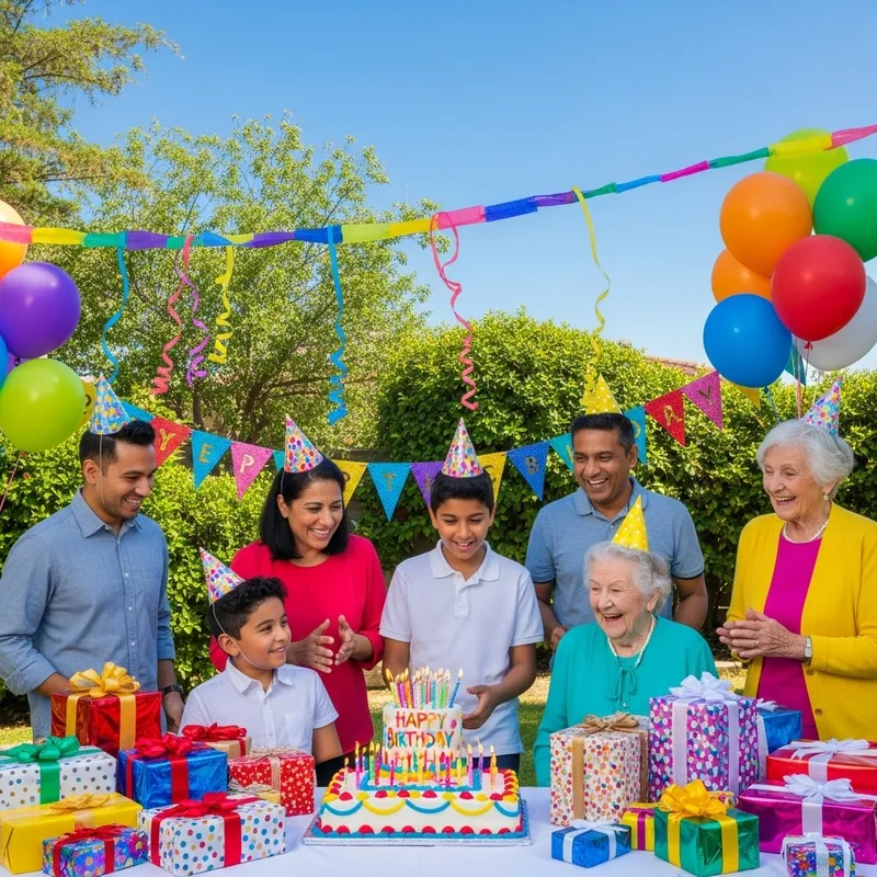 Diverse Outdoor Birthday Celebration with Joyful Group