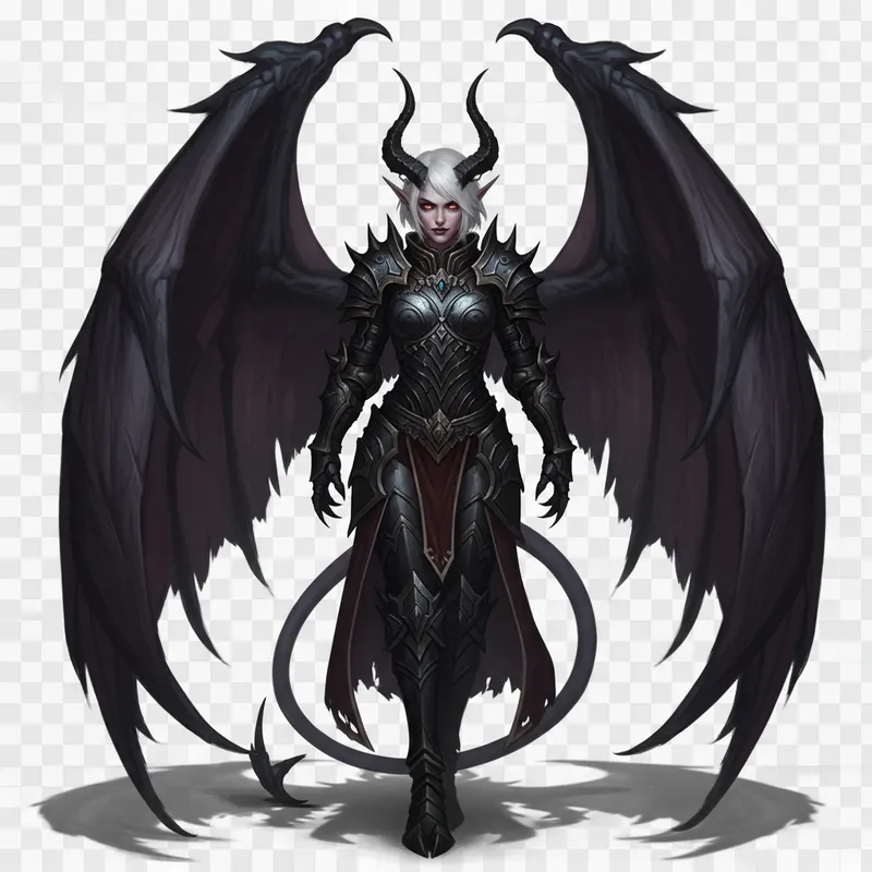 Powerful Demoness in Dark Armor | Fantasy Art for DND Enthusiasts Powerful Demoness in Dark Armor | Fantasy Art for DND Enthusiasts