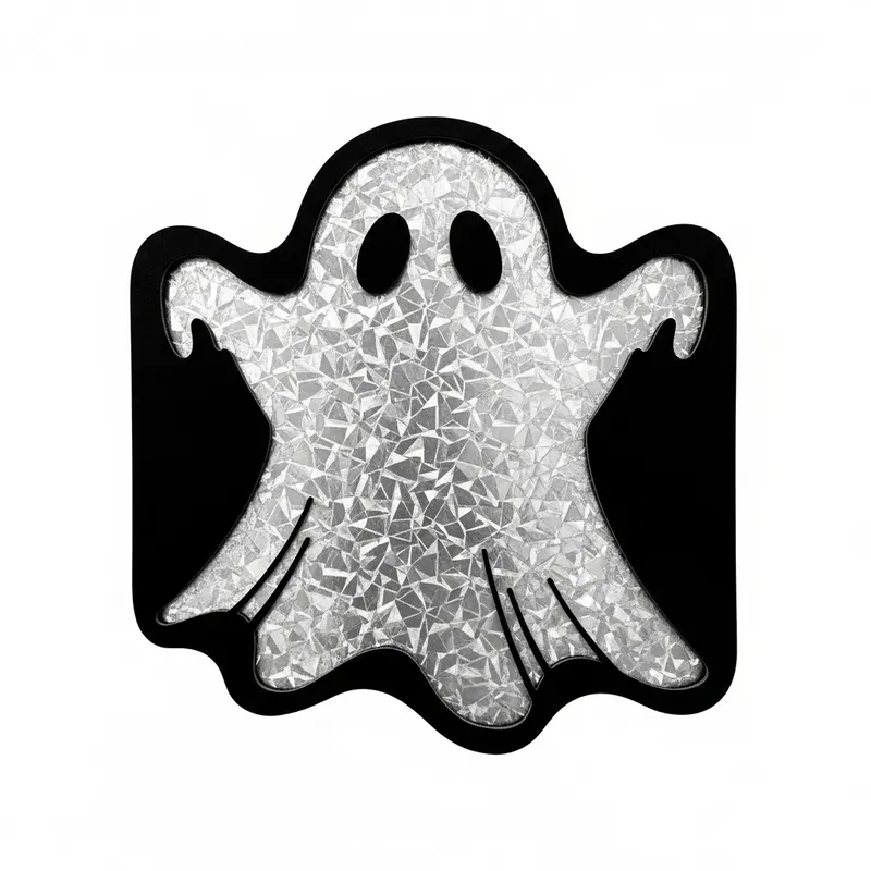 Black & White Ghost Stencil | Clear Holographic Interior