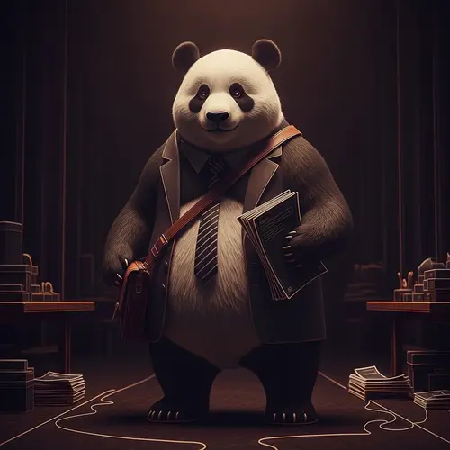 Hyperrealistic Panda Accountant: Bright Neon Contours | Dark Shot