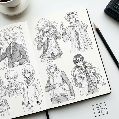 Anime Sketchbook: Creative Anime-Style Sketches | Pencil Drawings