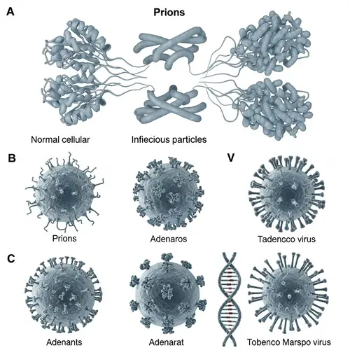 Prions and Viruses: An Illustrated Comparison of Cellular Proteins and Microscopic Organisms