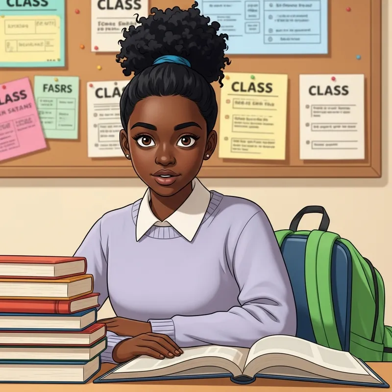 Youthful African Teenage Girl - Portrait in a Studious School Setting