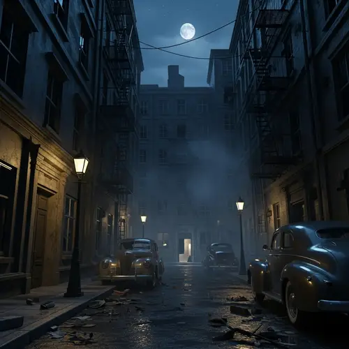 Enigmatic Noir Cityscape | Classic Film Setting