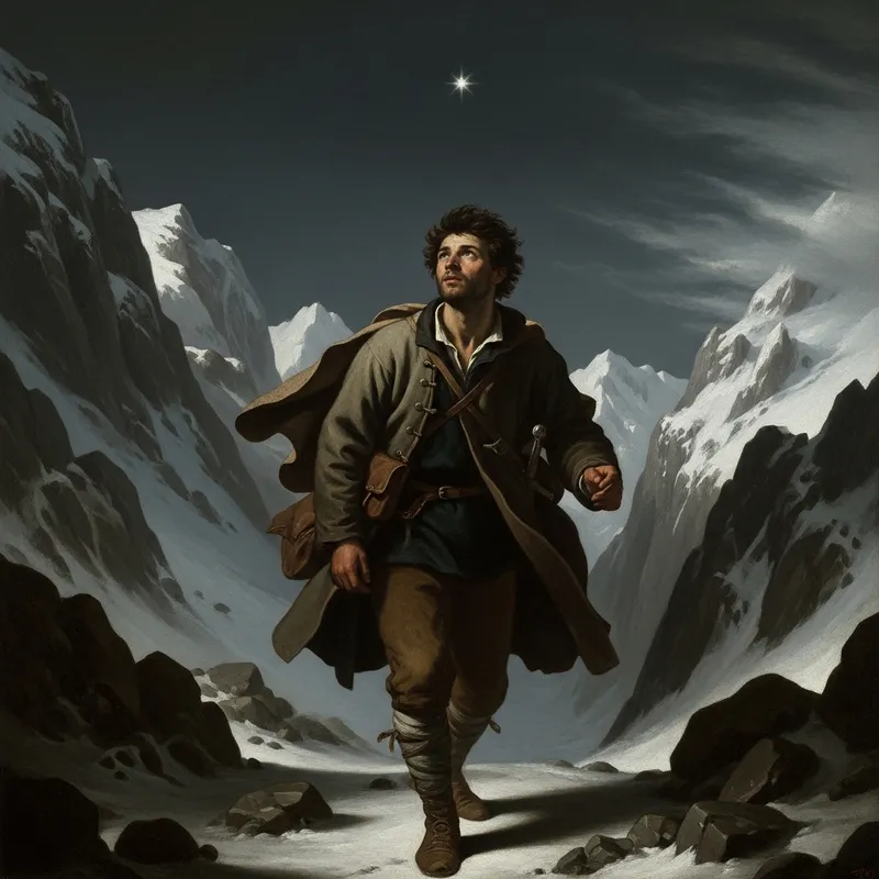 Majestic Starlit Solitude: Enigmatic Mountaintop Journey