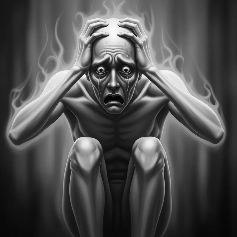 Ghost-Like Man in State of Anxiety: Black and White Emotion Blur
