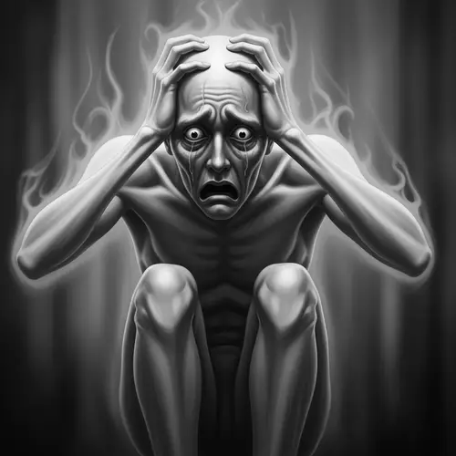 Ghost-Like Figure in State of Anxiety: Surreal Emotional Distress