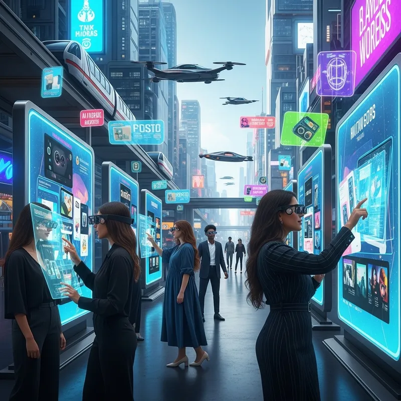 Futuristic Digital Marketing in a Vibrant Neon City Scene