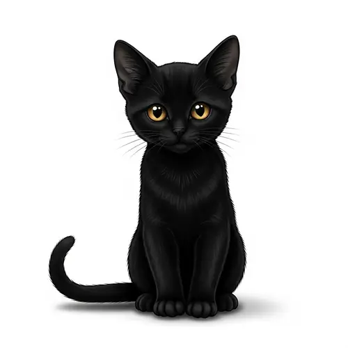 Petite Black Cat with Lustrous Fur | Serene and Self-Assured
